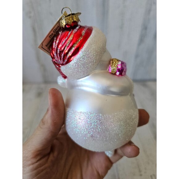 Old world snowman presents glitter glass ornaments OWC sparkle white - Picture 6 of 9